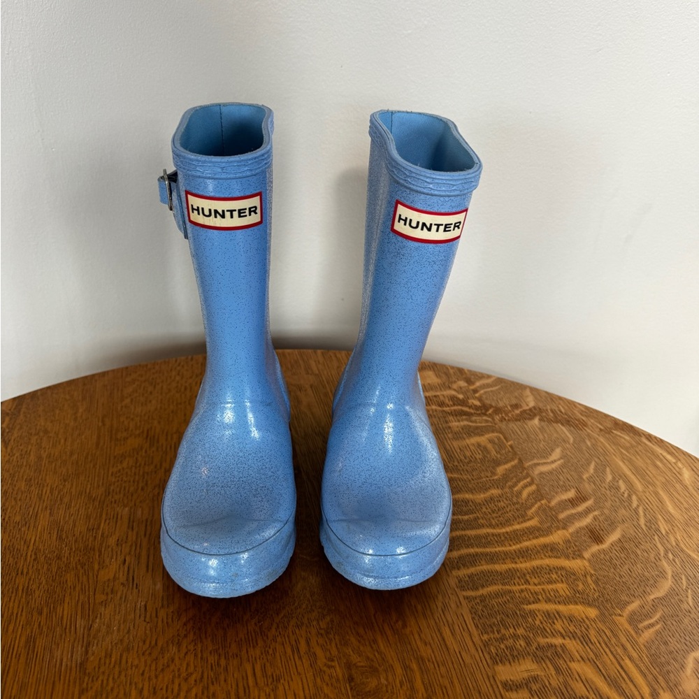 Hunter kids blue/lavendar glitter rain boots